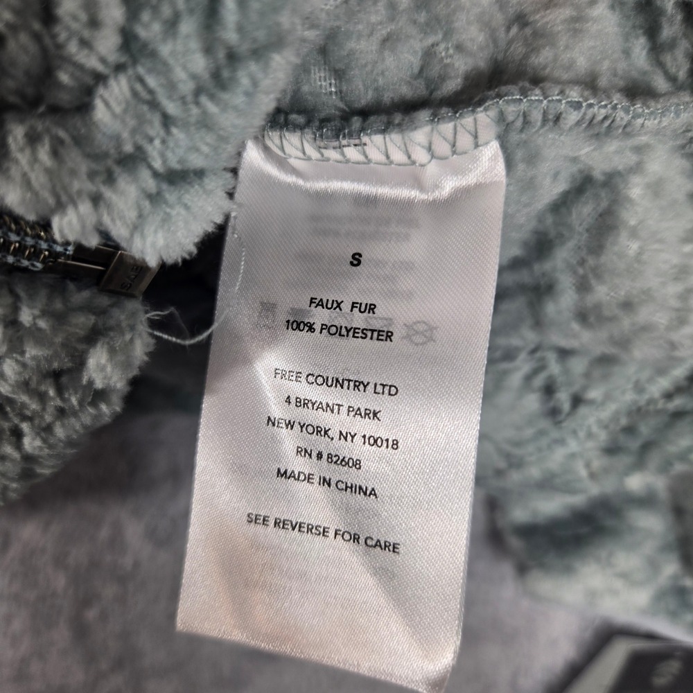 Free Country Butter Pile Fleece Jacket Willow Green Full Zip Faux Fur Small New - Picture 7 of 8